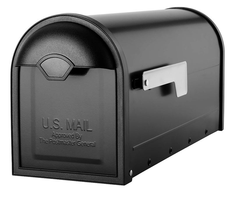 Architectural Mailboxes 8830B-10 Winston Nickel Flag Post Mount Mailbox, Medium, Black - Image 1